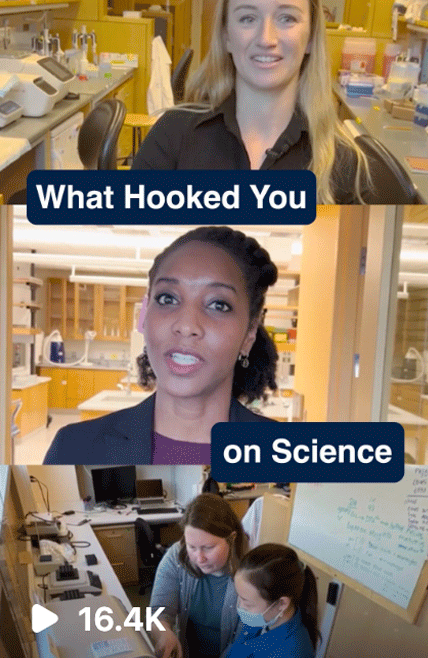 instagram reel titled, "what hooked you on science?"